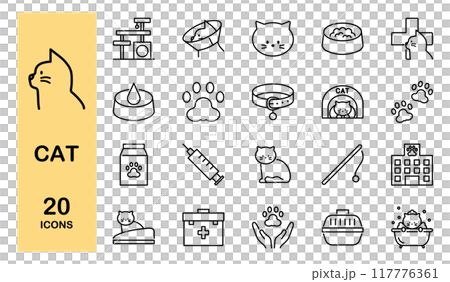 Cat pet icon set 117776361