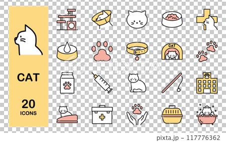 貓寵物相關圖示設定顏色 貓寵物相關圖示設定顏色 117776362