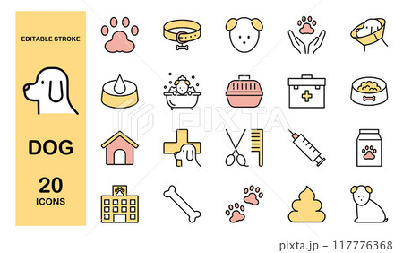 犬　ペットに関するアイコンセット　カラー 117776368