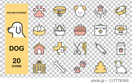 犬　ペットに関するアイコンセット　カラー 117776368
