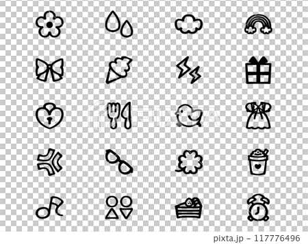 可愛塗鴉風格表情圖示集插畫素材 可愛塗鴉風格表情圖示集插畫素材 117776496