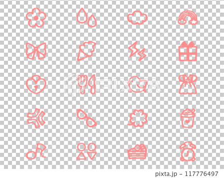 可愛塗鴉風格表情圖示集插畫素材 可愛塗鴉風格表情圖示集插畫素材 117776497