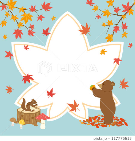 秋の動物たちの背景素材 秋の動物たちの背景素材 117776615