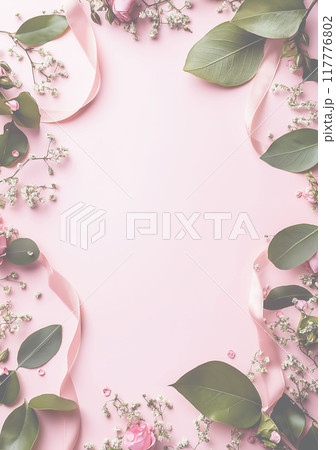 Flatlay gift wrapping, ribbons, celebrations 117776802