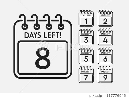 Countdown daily page calendar icon - 8 day left Countdown daily page calendar icon - 8 day left 117776946