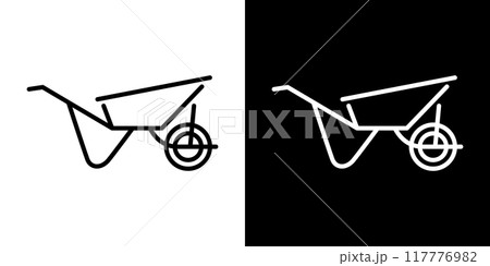 一輪車のシンプルなラインアイコン 117776982