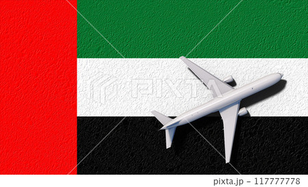 UAE National Flag And Airplane Fly. Aircraft Flies To Country. Flight And Travel 3D Illustration UAE National Flag And Airplane Fly. Aircraft Flies To Country. Flight And Travel 3D Illustration 117777778