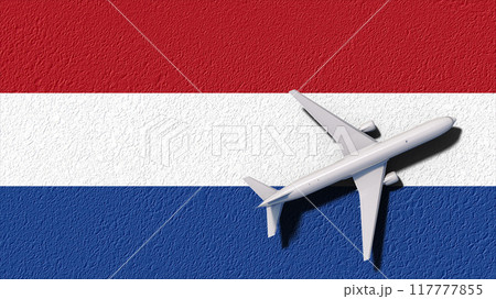 Netherlands National Flag And Airplane Fly. Aircraft Flies To Country. Flight And Travel 3D Illustration Netherlands National Flag And Airplane Fly. Aircraft Flies To Country. Flight And Travel 3D Illustration 117777855