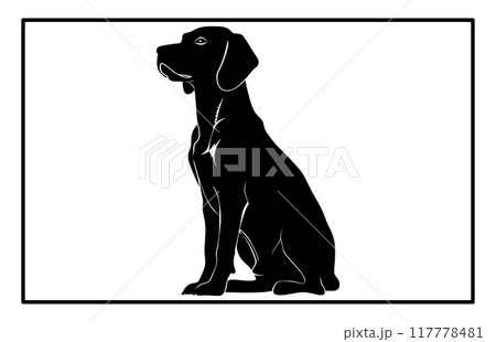 Beagle dog breed silhouette isolated on white background, Standing dog silhouette 117778481