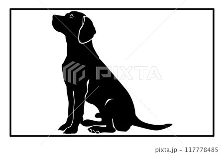 Beagle dog breed silhouette isolated on white background, Standing dog silhouette 117778485