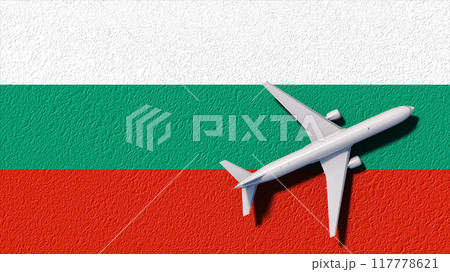 Bulgaria National Flag And Airplane Fly. Aircraft Flies To Country. Flight And Travel 3D Illustration Bulgaria National Flag And Airplane Fly. Aircraft Flies To Country. Flight And Travel 3D Illustration 117778621