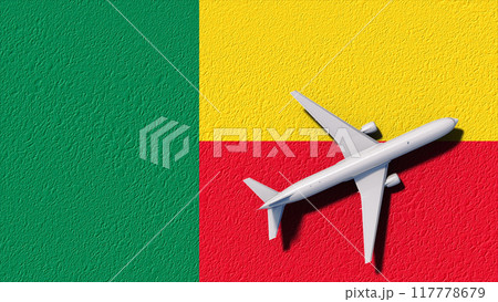 Benin National Flag And Airplane Fly. Aircraft Flies To Country. Flight And Travel 3D Illustration Benin National Flag And Airplane Fly. Aircraft Flies To Country. Flight And Travel 3D Illustration 117778679