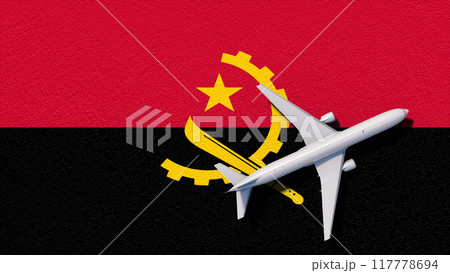Angola National Flag And Airplane Fly. Aircraft Flies To Country. Flight And Travel 3D Illustration Angola National Flag And Airplane Fly. Aircraft Flies To Country. Flight And Travel 3D Illustration 117778694