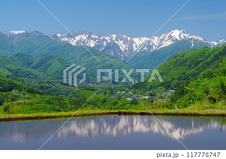 みなかみ町・上牧から望む初夏の谷川連峰 117778747