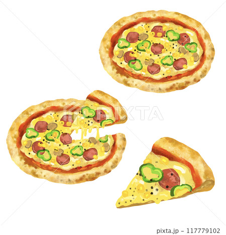 ピザのイラスト　ミックスピザ 117779102