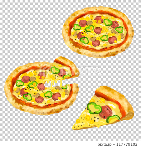 Pizza illustration: Mixed pizza Pizza illustration: Mixed pizza 117779102