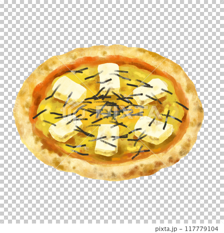 Pizza illustration Japanese style pizza mochi 117779104