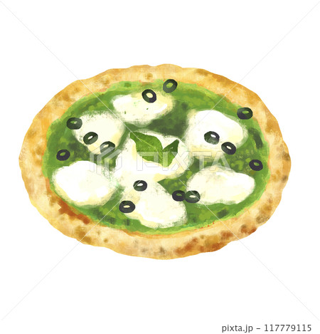 ジェノベーゼピザ　ピザのイラスト 117779115