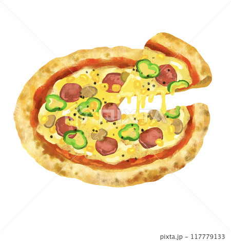 ピザのイラスト　ミックスピザ 117779133