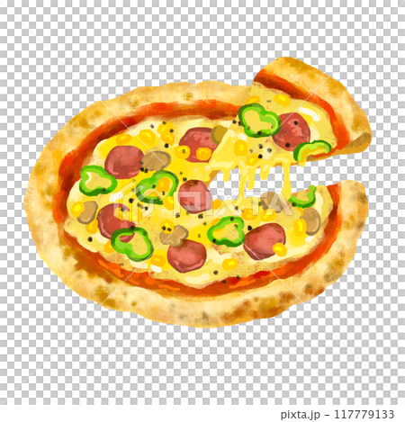 ピザのイラスト　ミックスピザ 117779133