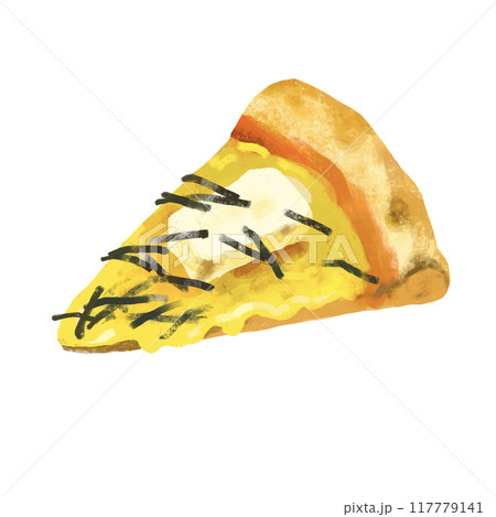 ピザのイラスト　和風ピザ　餅 117779141