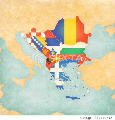 Map of Balkans - all countries 117779752