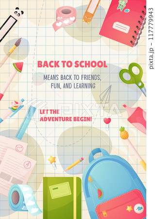 Welcome back to school. banner for university, school, kindergarten. Start of school online. 117779943