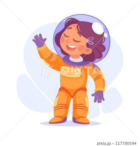 Girl Astronaut in Spacesuit as Child Profession Vector Illustration Girl Astronaut in Spacesuit as Child Profession Vector Illustration 117780594