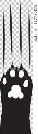 cat paw scratch silhouette. black and white doodle cat foot no people transparent background. cat paw scratch silhouette. black and white doodle cat foot no people transparent background. 117780872
