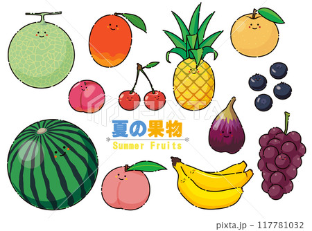 夏の果物のイラストセット 117781032