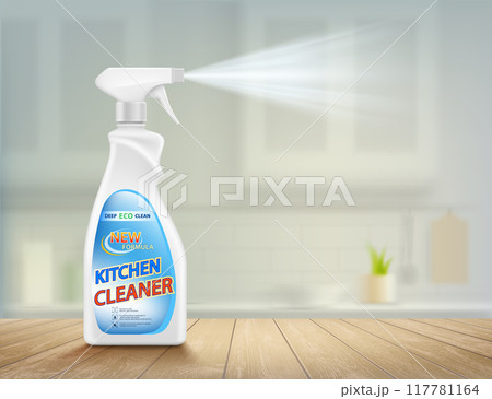 Kitchen cleaner spray bottle on the table 117781164