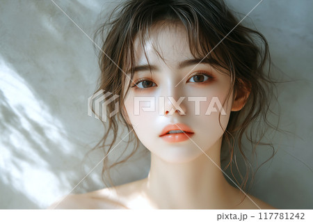 柔らかな光に包まれた透明感のある美しい女性 117781242