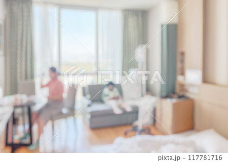 hospital room interior abstract blur for background 117781716