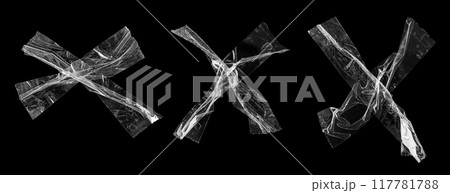 adhesive plastic tape set isolated on black background adhesive plastic tape set isolated on black background 117781788