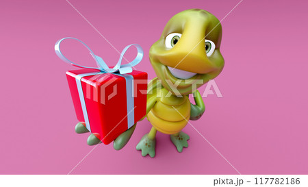 Fun 3D cartoon green turtle 117782186