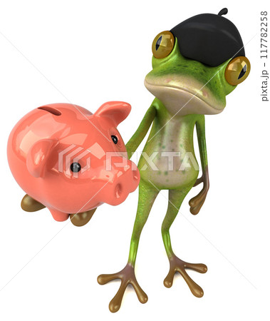 Fun french frog - 3D Illustration 117782258