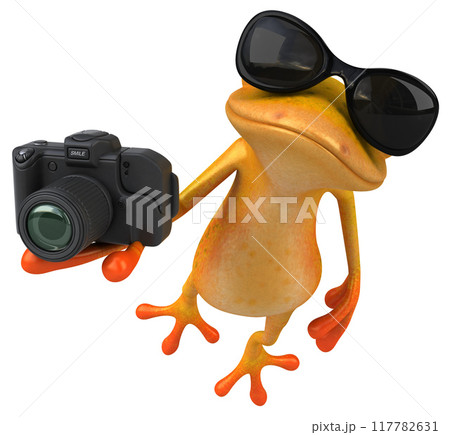 Fun yellow frog - 3D Illustration 117782631