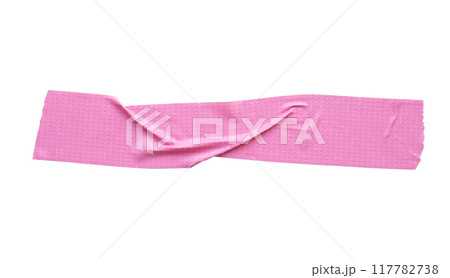 Pink adhesive sticky tapes isolated on white background Pink adhesive sticky tapes isolated on white background 117782738