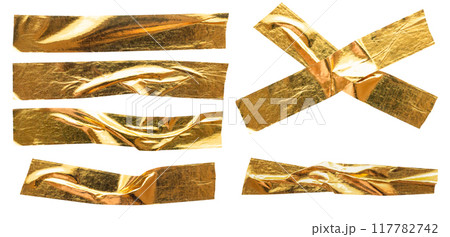 gold foil adhesive tape set collection isolated on white background 117782742