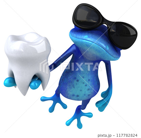 Fun blue frog - 3D Illustration Fun blue frog - 3D Illustration 117782824