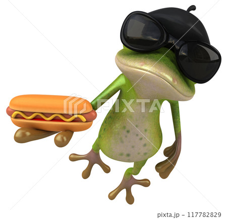 Fun french frog - 3D Illustration 117782829