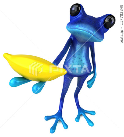 Fun blue frog - 3D Illustration 117782849