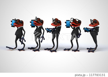 3D Illustration of cartoon Frogs phoning 117783131