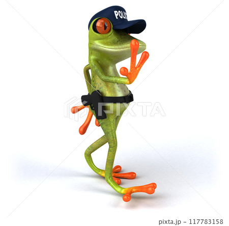 Fun 3D Cartoon frog police officer Fun 3D Cartoon frog police officer 117783158