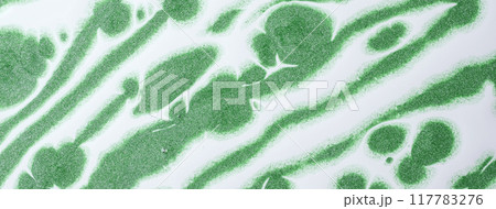 Abstract fluid art background green and white colors. Liquid marble. Acrylic 117783276