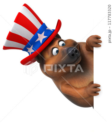 Fun 3D cartoon german shepherd dog with an uncle sam hat Fun 3D cartoon german shepherd dog with an uncle sam hat 117783320