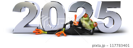 Fun 3D cartoon green frog in 2025 117783401