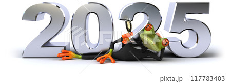 Fun 3D cartoon green frog in 2025 117783403