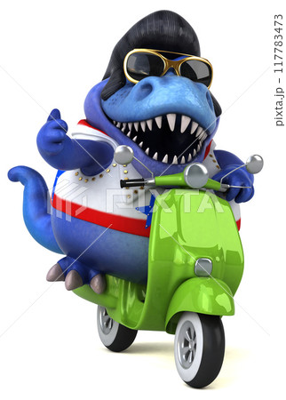 Fun 3D cartoon illustration of a Trex rocker 117783473