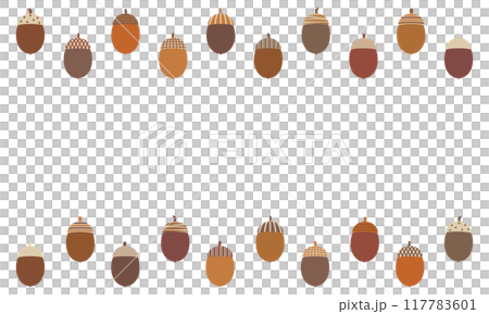 戴著可愛帽子的橡子的線框頂部和底部 戴著可愛帽子的橡子的線框頂部和底部 117783601